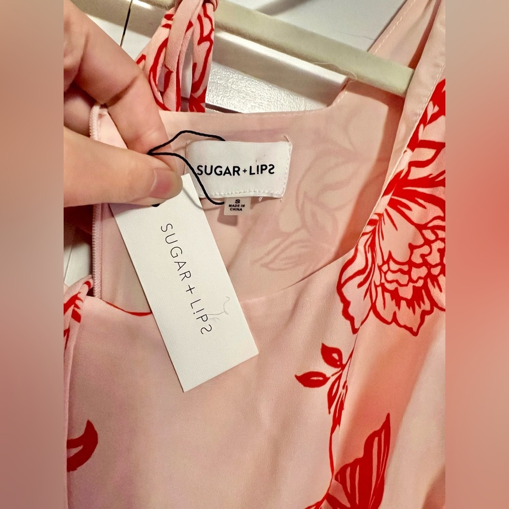 Sugarlips Lynette Sweetheart Maxi Dress Red Pink Floral Small‎ NWT - Picture 6 of 11